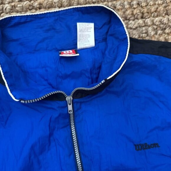 Vintage Wilson Athletic Track Jacket (XL) Black Blue - Picture 3 of 9